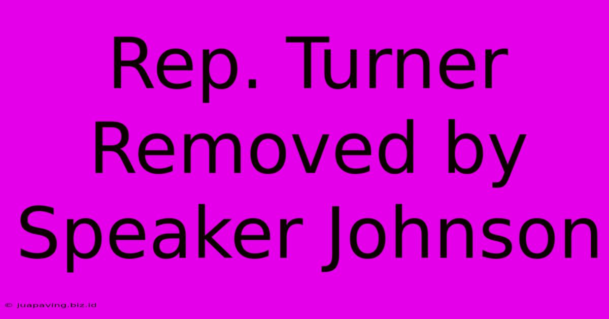 Rep. Turner Removed By Speaker Johnson