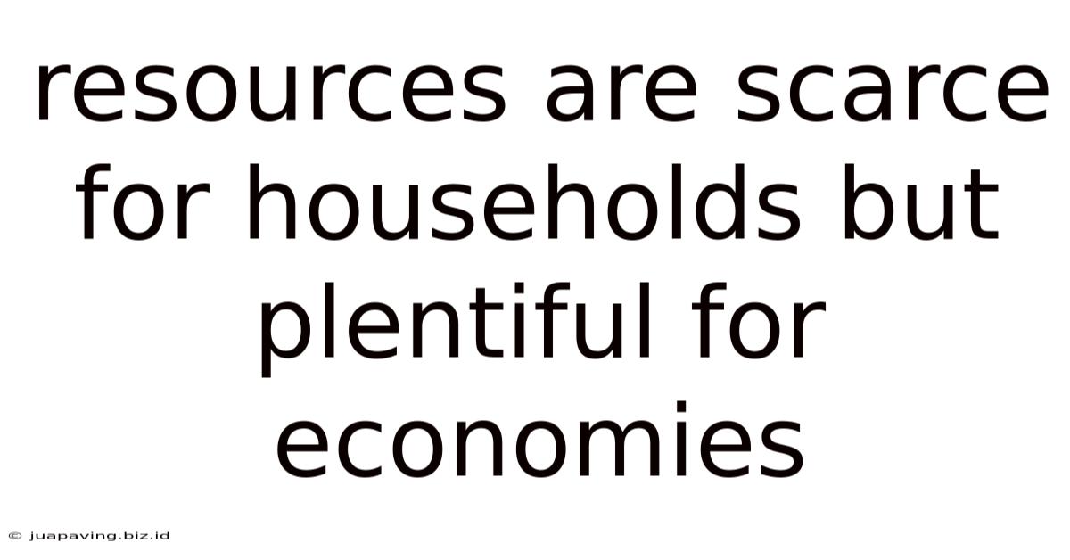 Resources Are Scarce For Households But Plentiful For Economies