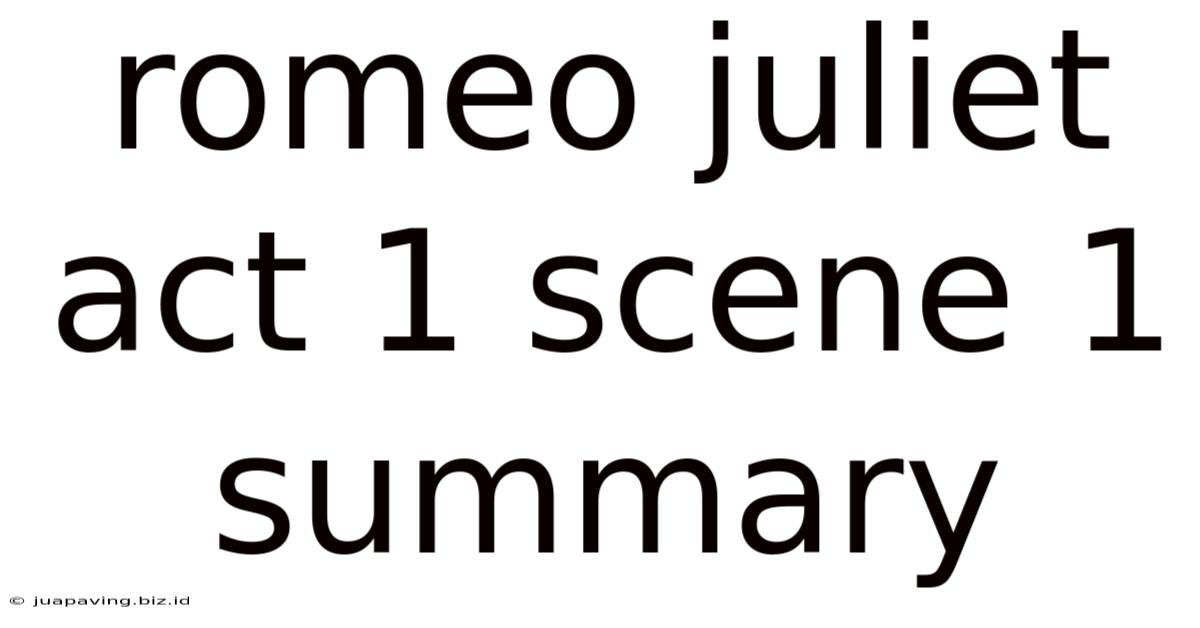 Romeo Juliet Act 1 Scene 1 Summary