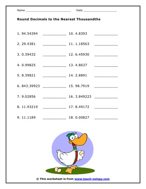 Round A Decimal To The Nearest Thousandth