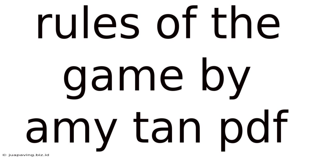 Rules Of The Game By Amy Tan Pdf