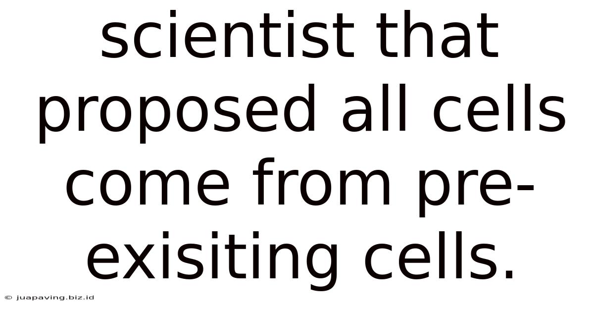 Scientist That Proposed All Cells Come From Pre-exisiting Cells.