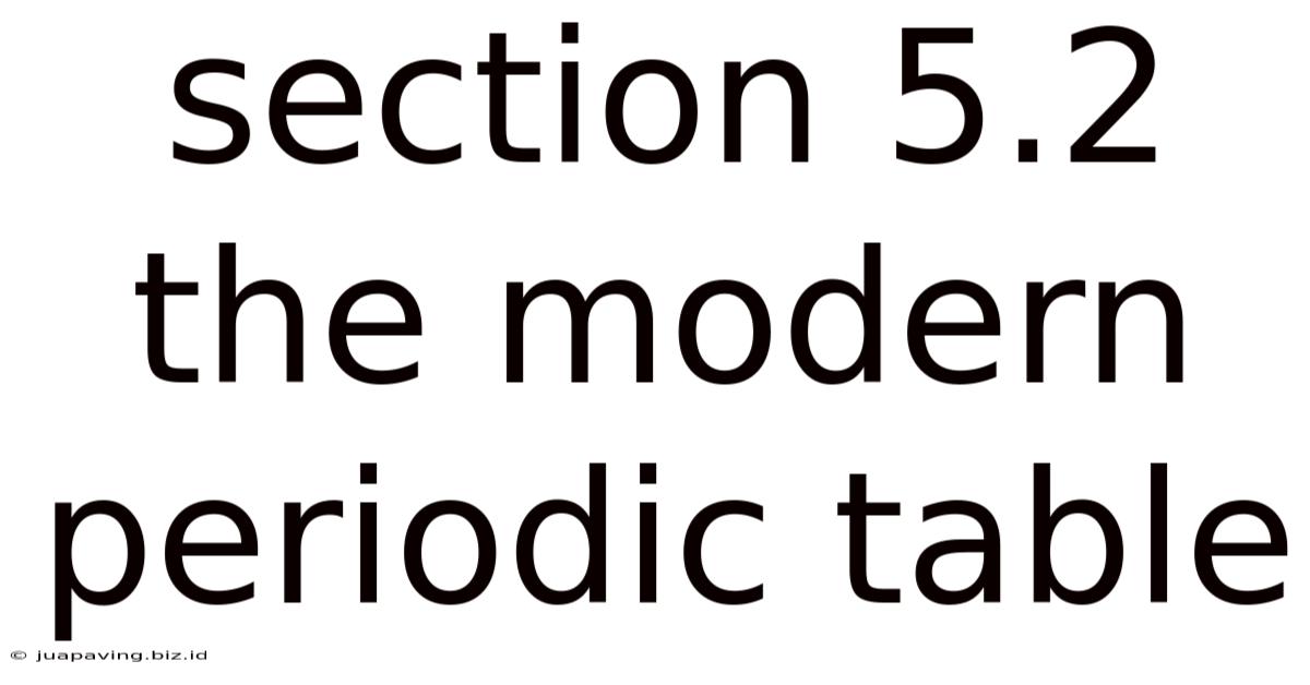 Section 5.2 The Modern Periodic Table