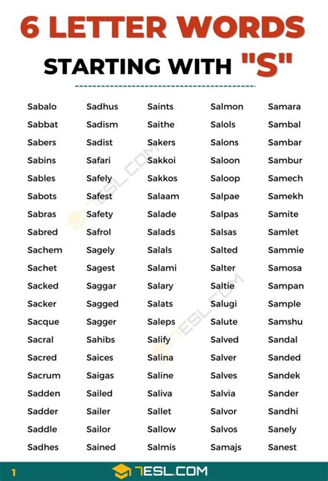 Six Letter Word That Begins With S