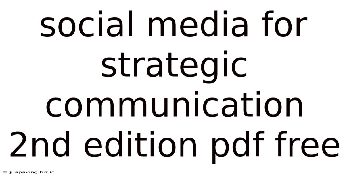 Social Media For Strategic Communication 2nd Edition Pdf Free