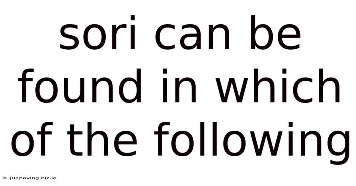 Sori Can Be Found In Which Of The Following