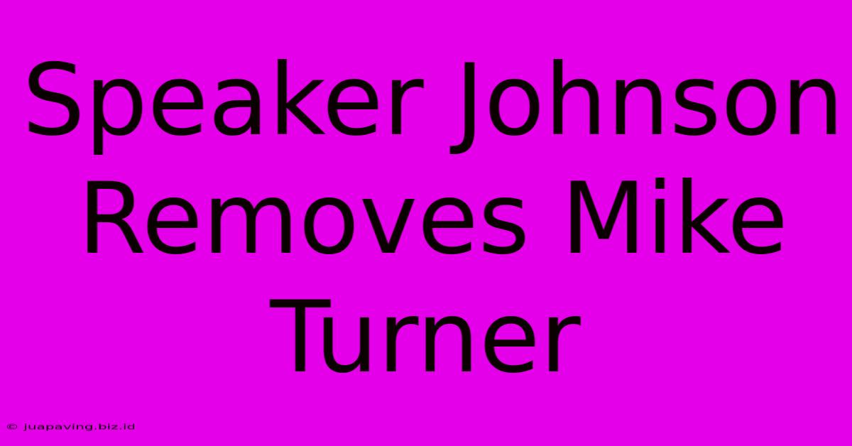 Speaker Johnson Removes Mike Turner