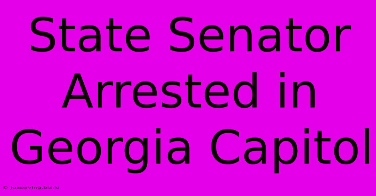 State Senator Arrested In Georgia Capitol