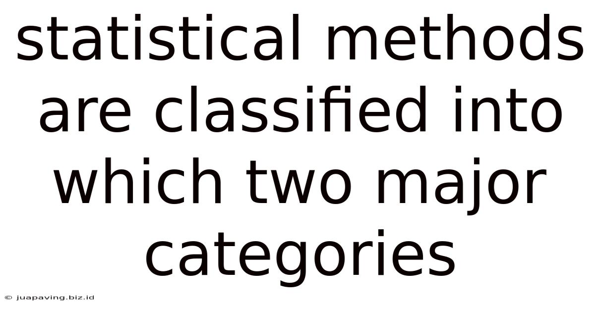 Statistical Methods Are Classified Into Which Two Major Categories