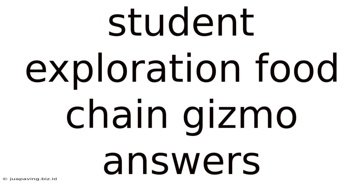 Student Exploration Food Chain Gizmo Answers