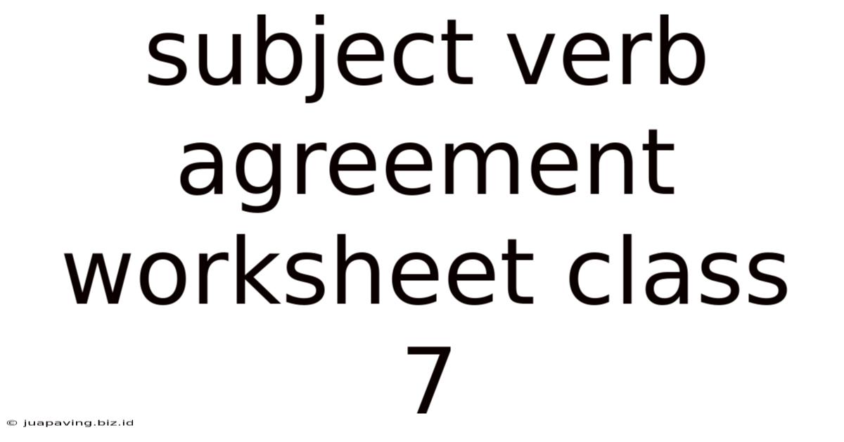 Subject Verb Agreement Worksheet Class 7