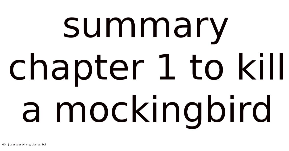 Summary Chapter 1 To Kill A Mockingbird