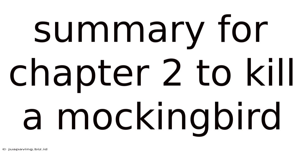 Summary For Chapter 2 To Kill A Mockingbird