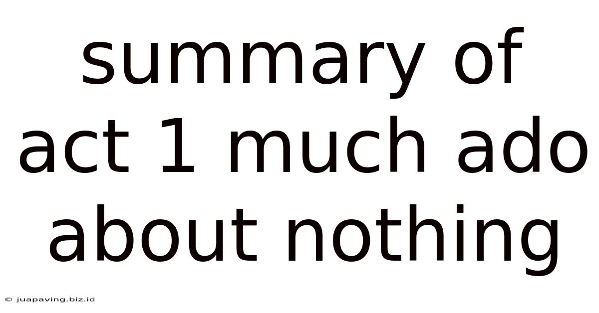 Summary Of Act 1 Much Ado About Nothing