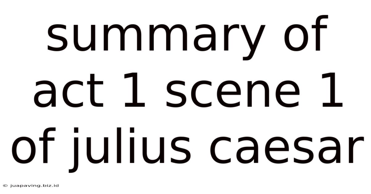 Summary Of Act 1 Scene 1 Of Julius Caesar