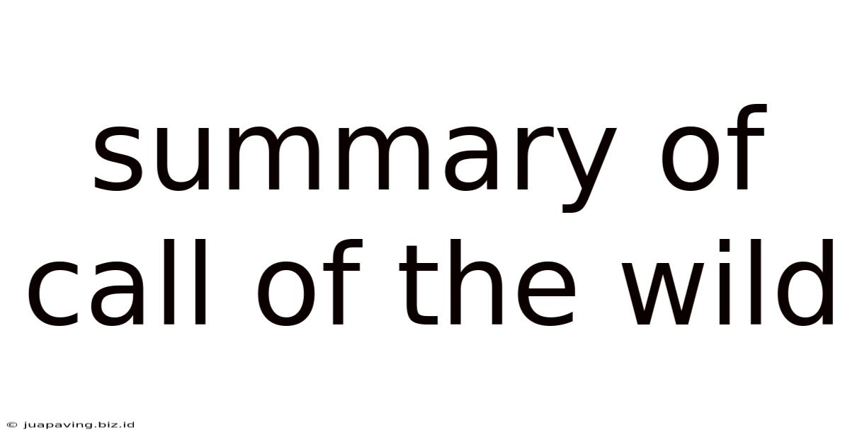 Summary Of Call Of The Wild