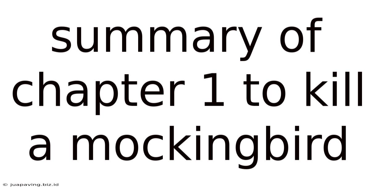 Summary Of Chapter 1 To Kill A Mockingbird