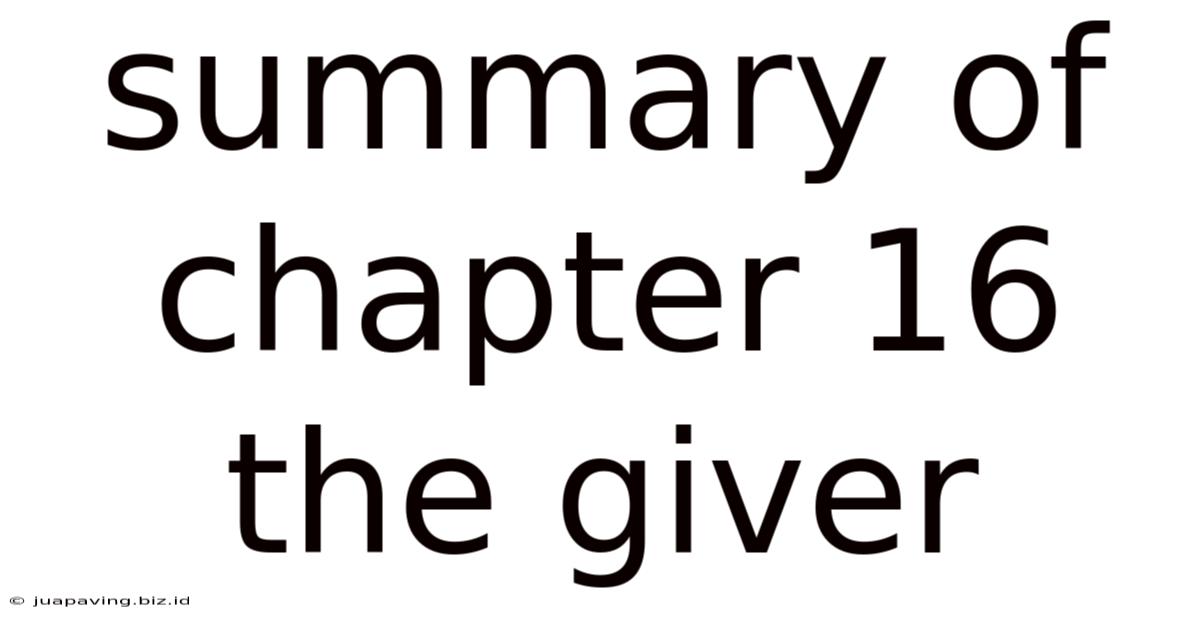 Summary Of Chapter 16 The Giver