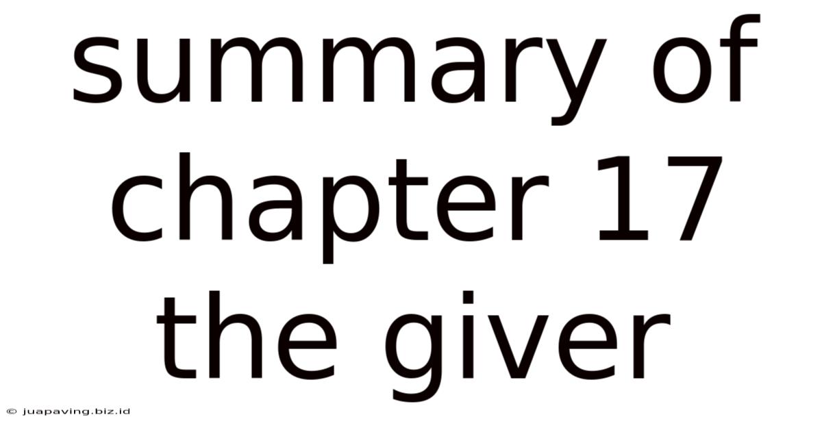 Summary Of Chapter 17 The Giver