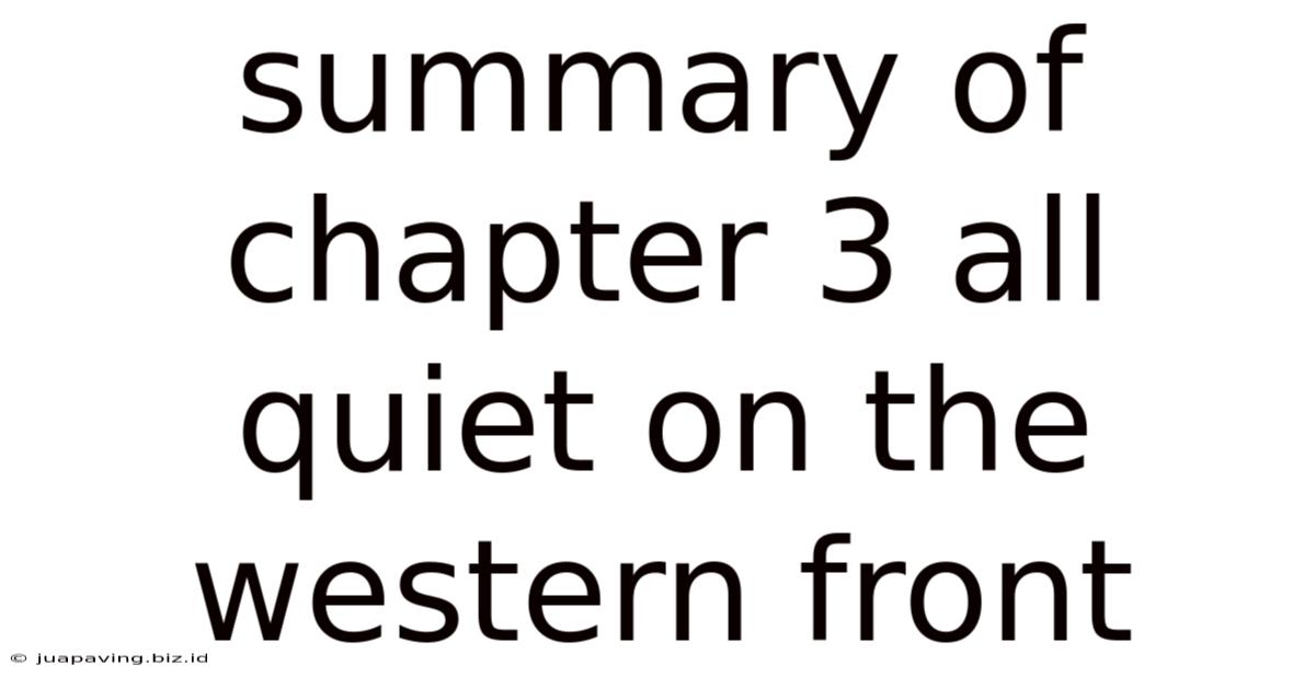 Summary Of Chapter 3 All Quiet On The Western Front