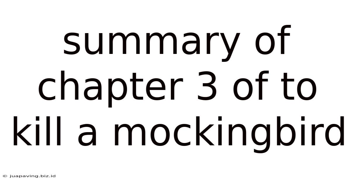 Summary Of Chapter 3 Of To Kill A Mockingbird