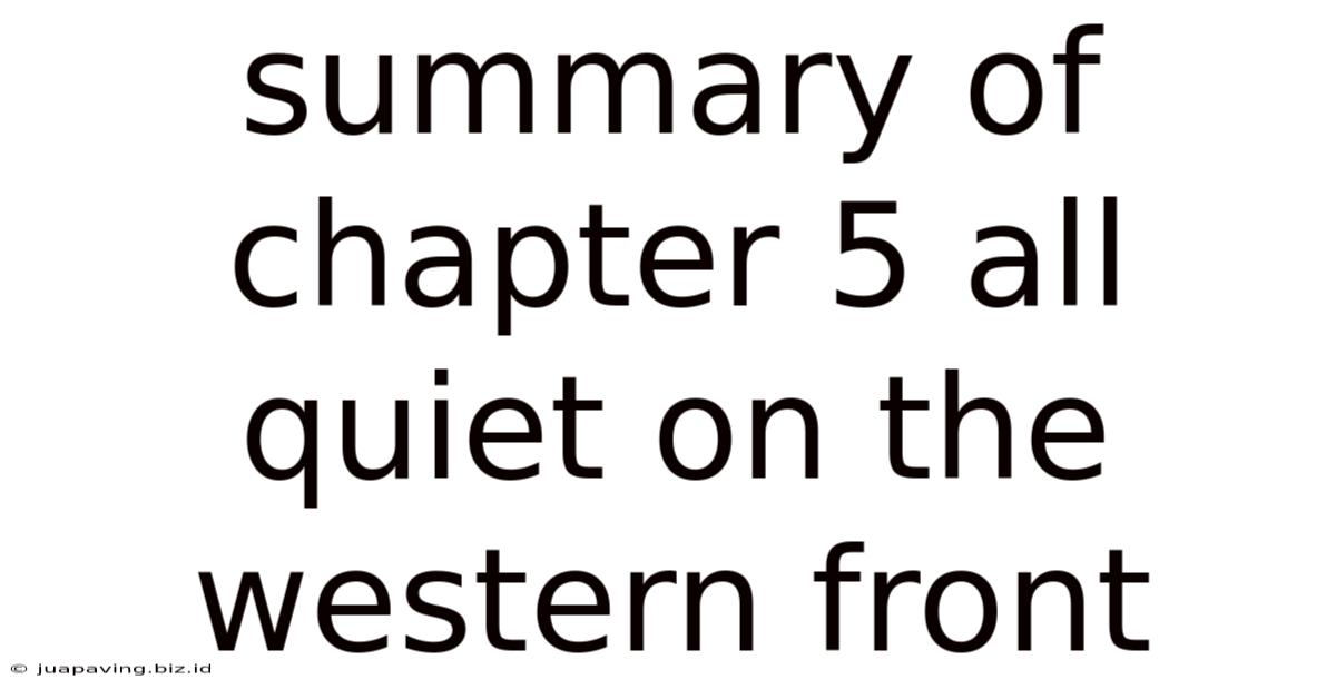 Summary Of Chapter 5 All Quiet On The Western Front