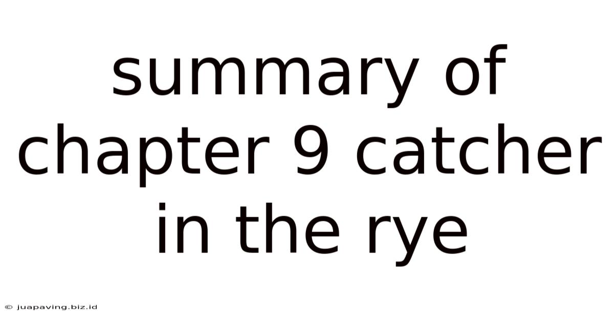 Summary Of Chapter 9 Catcher In The Rye