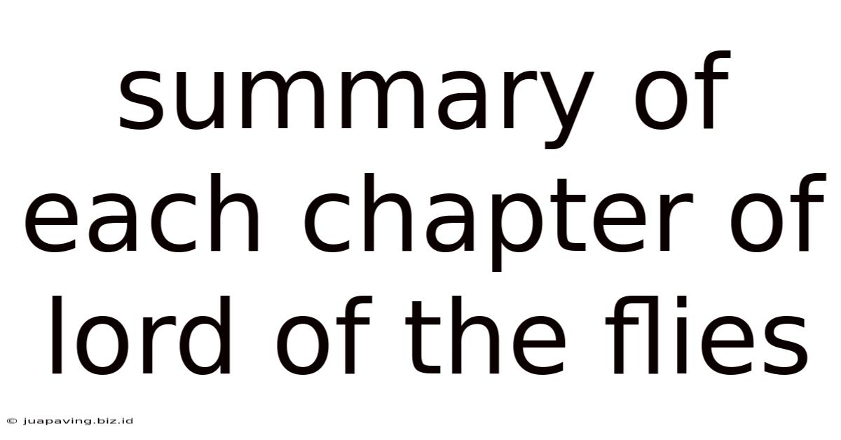 Summary Of Each Chapter Of Lord Of The Flies