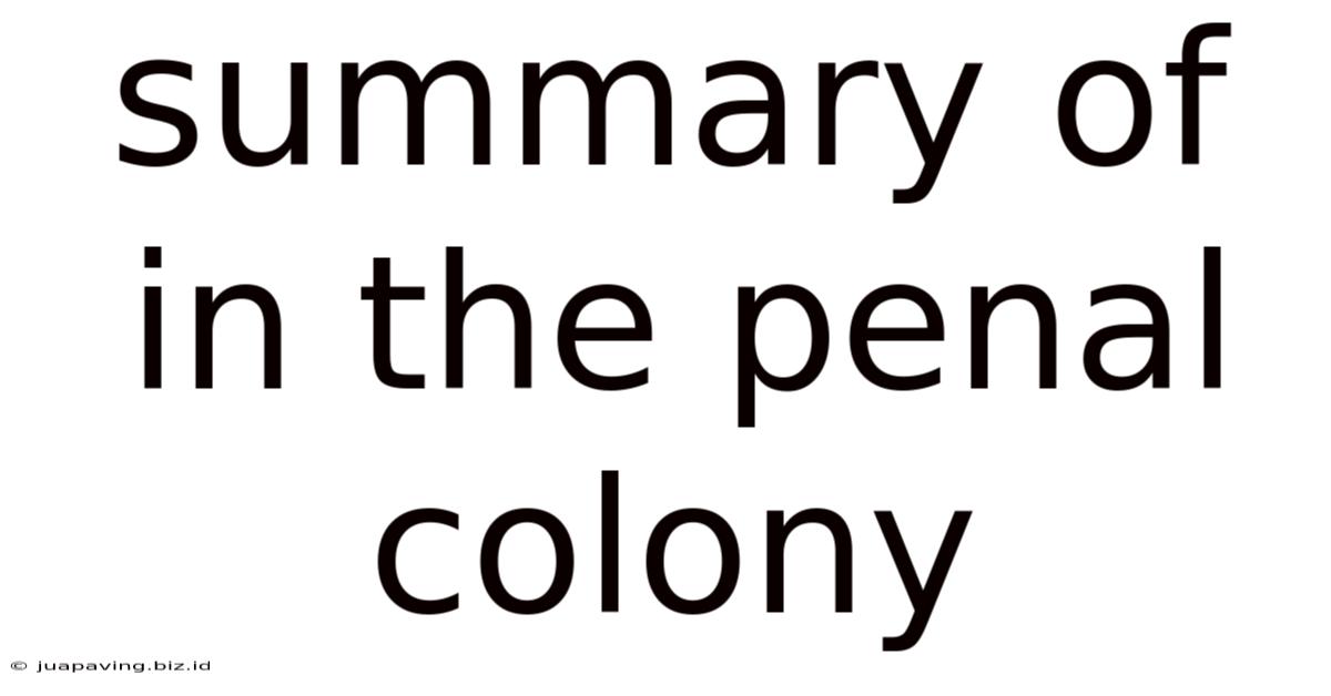 Summary Of In The Penal Colony