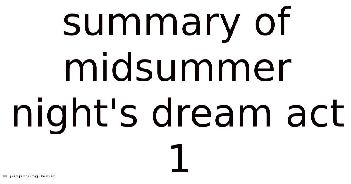 Summary Of Midsummer Night's Dream Act 1