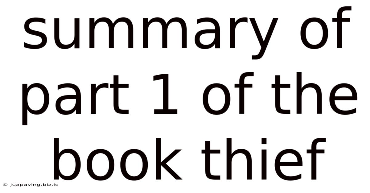Summary Of Part 1 Of The Book Thief