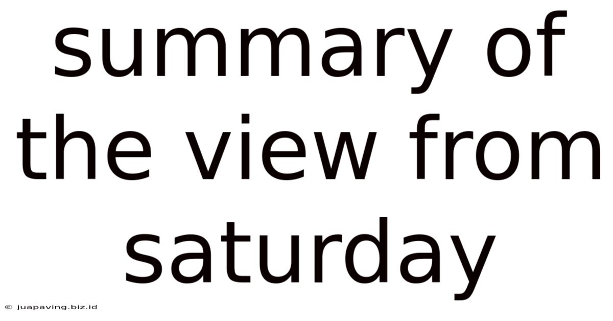 Summary Of The View From Saturday