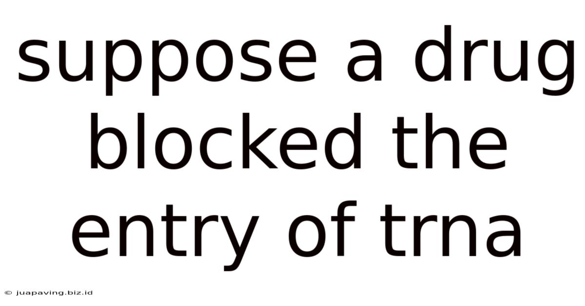 Suppose A Drug Blocked The Entry Of Trna
