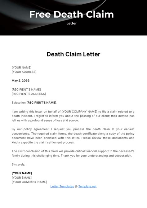 Templates For Letter To Claim Deceased Accounts