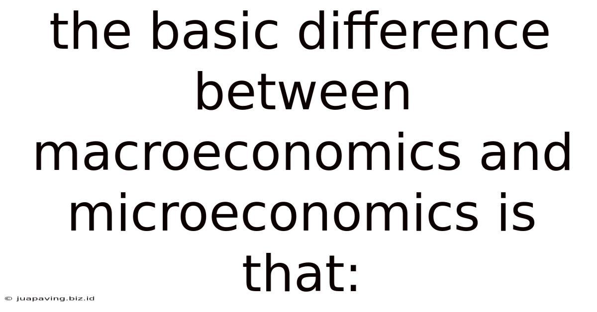 The Basic Difference Between Macroeconomics And Microeconomics Is That: