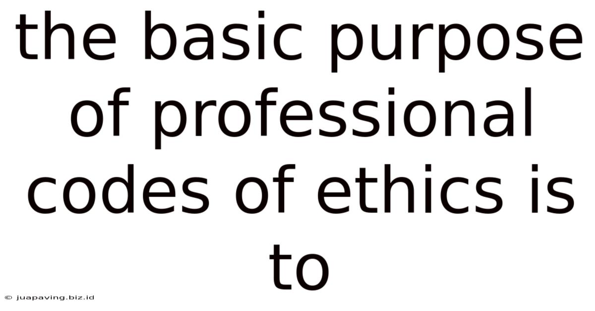 The Basic Purpose Of Professional Codes Of Ethics Is To
