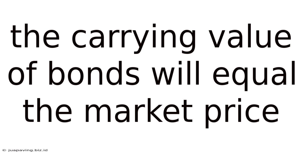 The Carrying Value Of Bonds Will Equal The Market Price