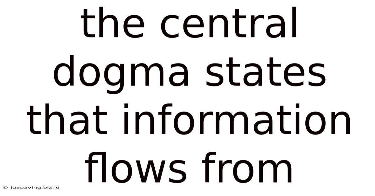 The Central Dogma States That Information Flows From