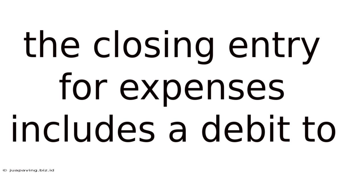 The Closing Entry For Expenses Includes A Debit To