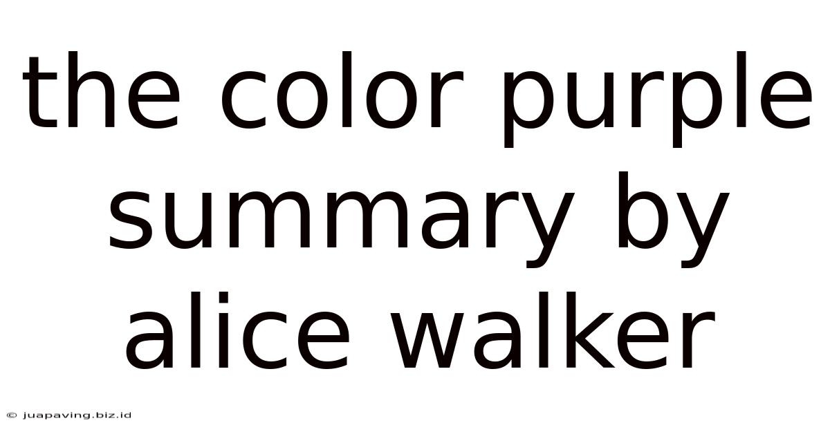 The Color Purple Summary By Alice Walker