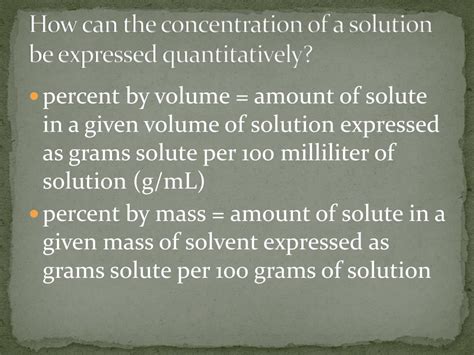 The Concentration Of Solutions Can Be Expressed As