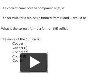 The Correct Name For The Compound N2o3 Is