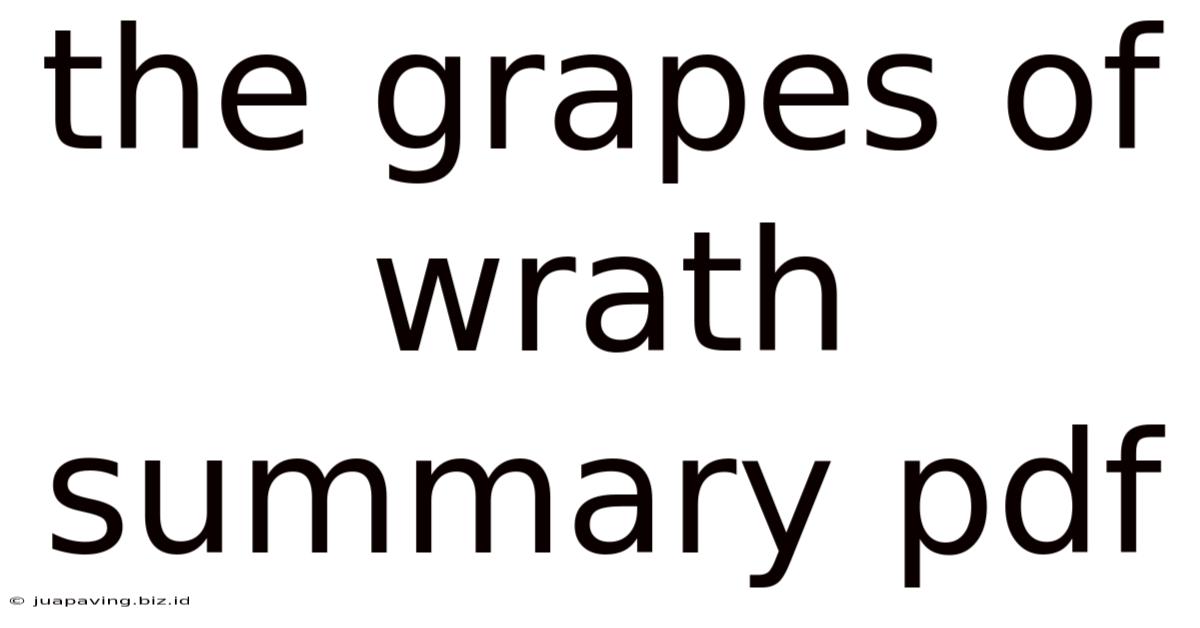 The Grapes Of Wrath Summary Pdf