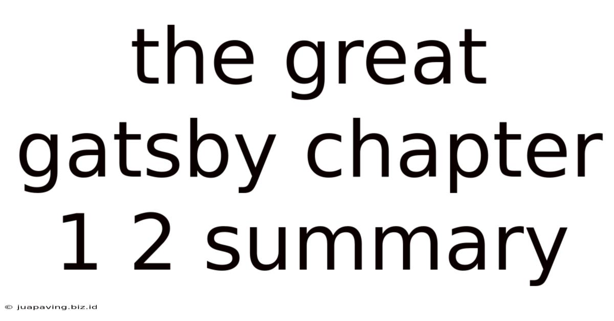 The Great Gatsby Chapter 1 2 Summary