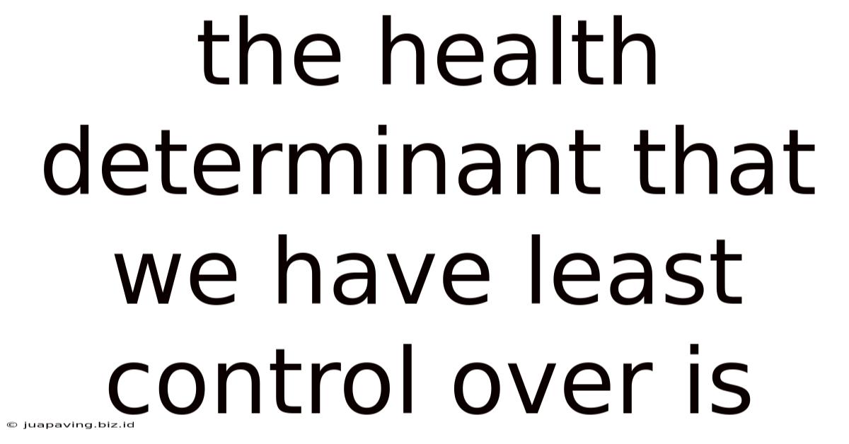 The Health Determinant That We Have Least Control Over Is