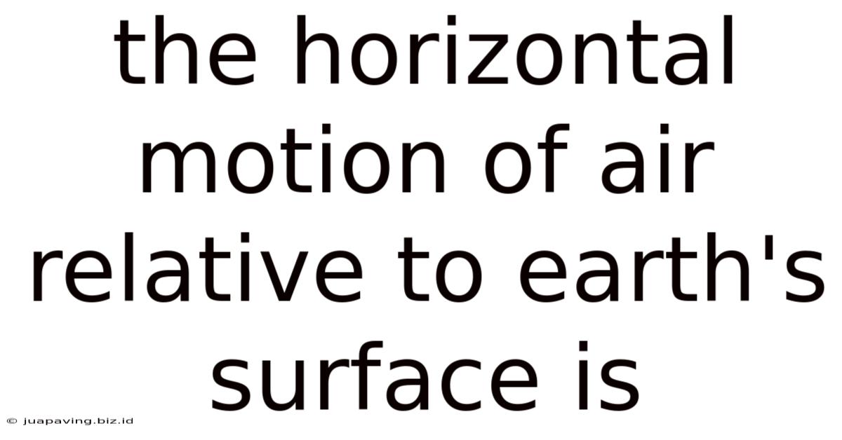 The Horizontal Motion Of Air Relative To Earth's Surface Is
