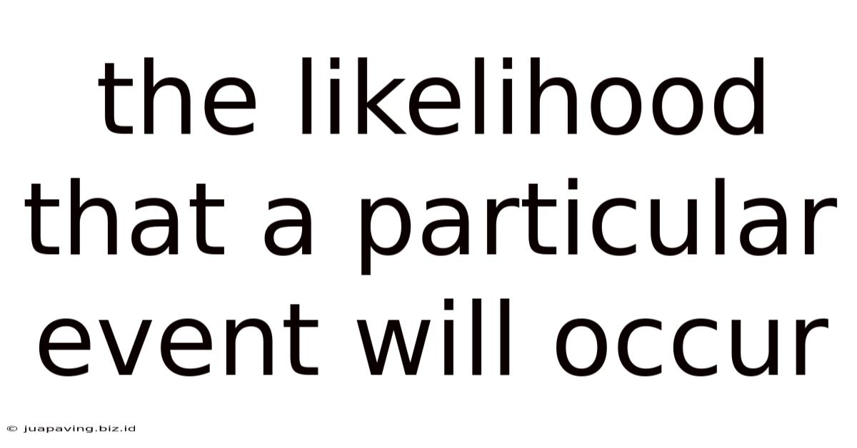 The Likelihood That A Particular Event Will Occur