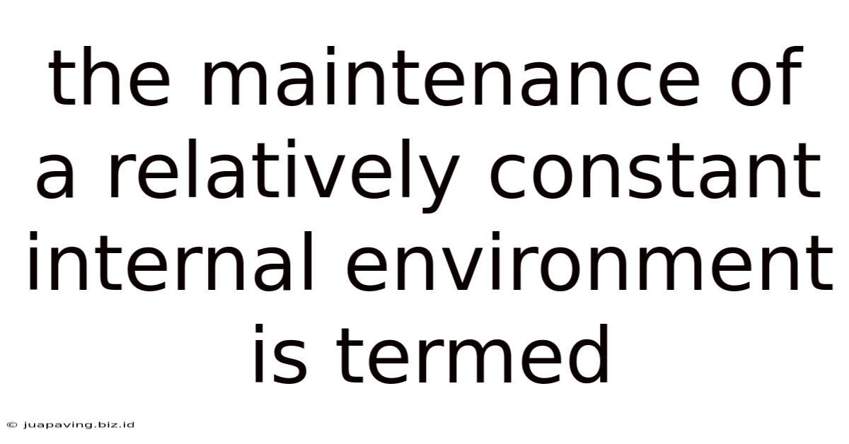 The Maintenance Of A Relatively Constant Internal Environment Is Termed