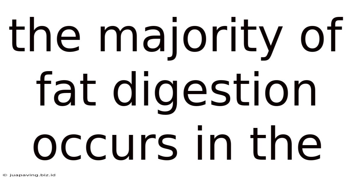 The Majority Of Fat Digestion Occurs In The