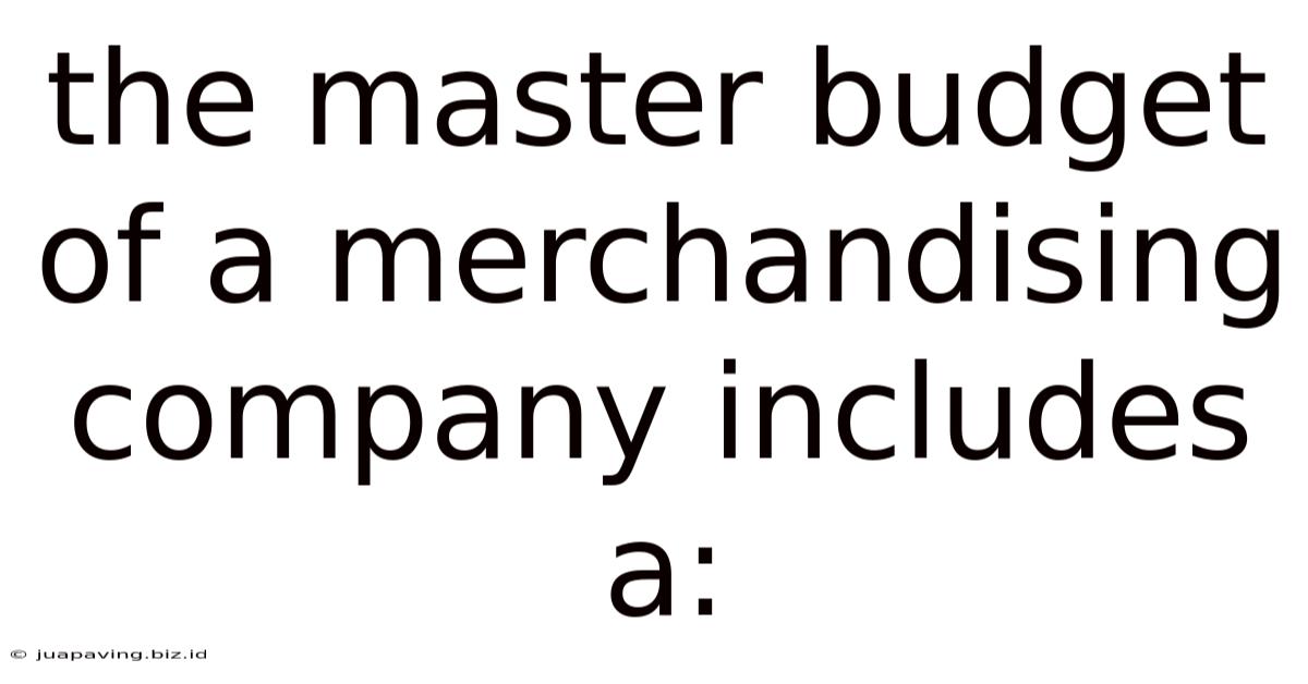 The Master Budget Of A Merchandising Company Includes A: